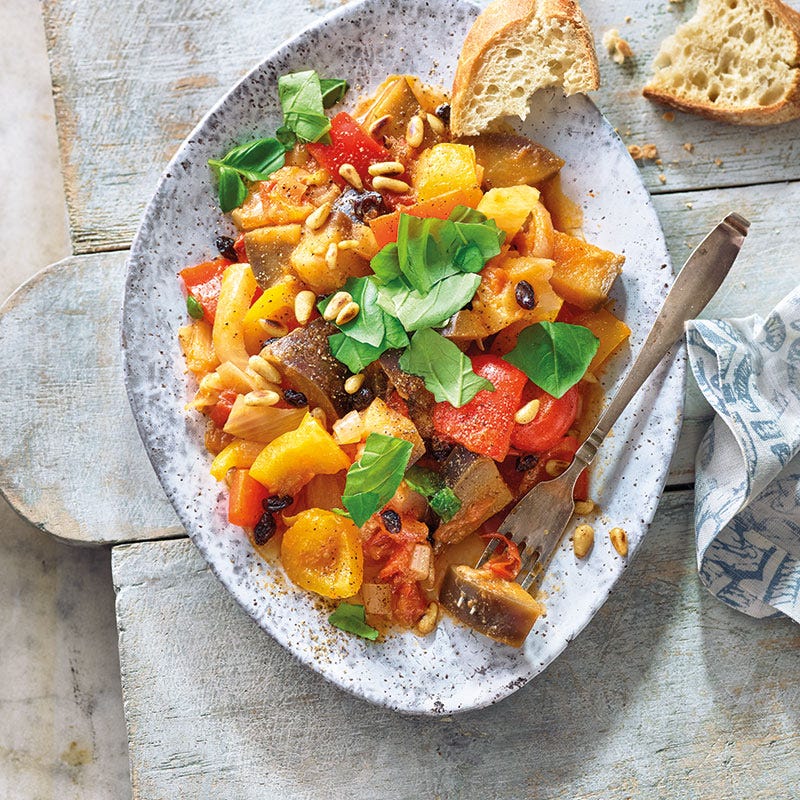 Süß-saure Auberginen-Caponata