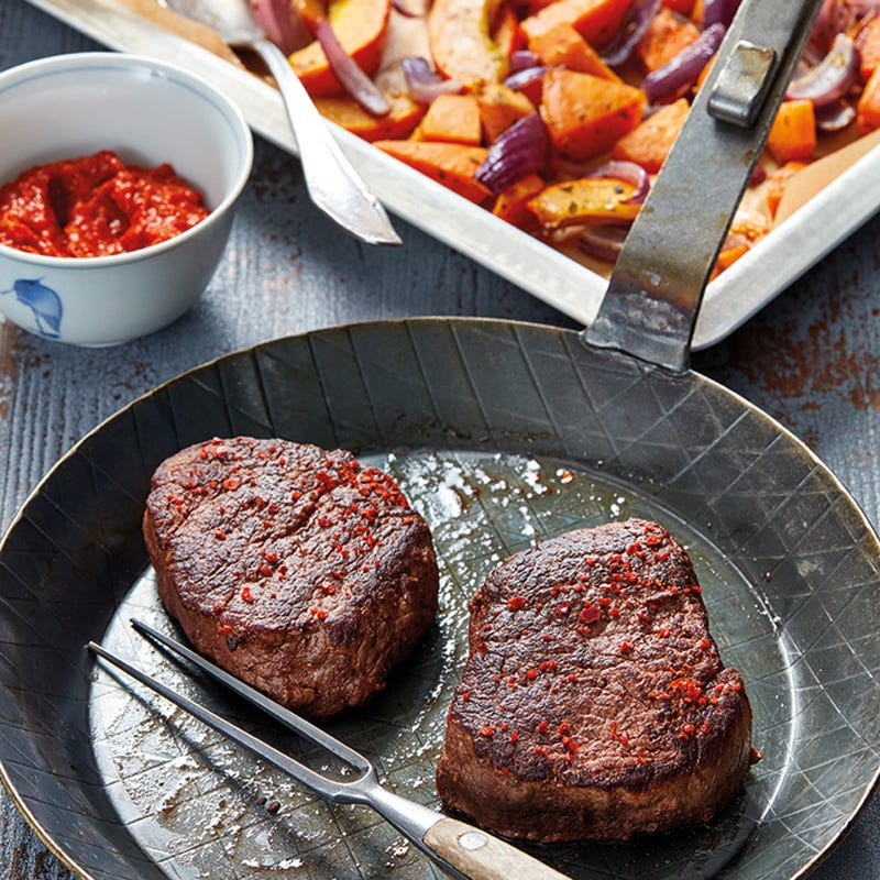 Chili-Honig-Steaks mit Kürbisgemüse