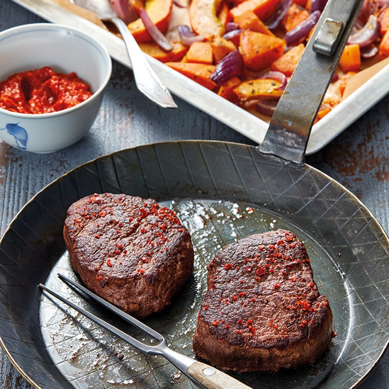 Chili-Honig-Steaks mit Kürbisgemüse