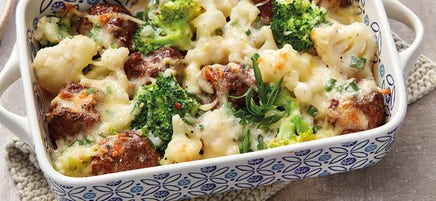 Gratin de chou-fleur et de boulettes de viande