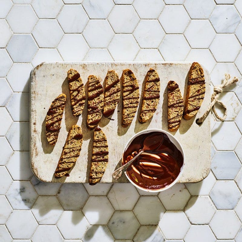 Photo of Raspberry-Basil Biscotti with Dark Chocolate Drizzle by WW