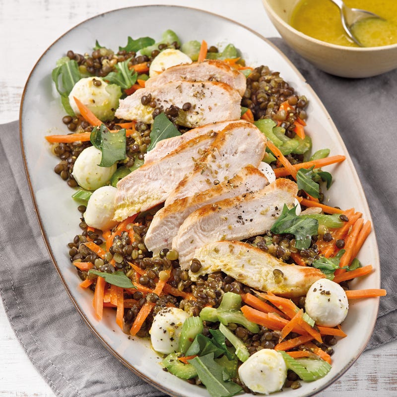 Foto van Linzensalade met kip en mozzarella door WW