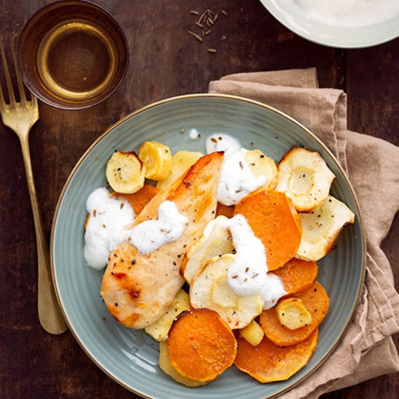 Photo de Poulet rôti et sauce fruitée prise par WW
