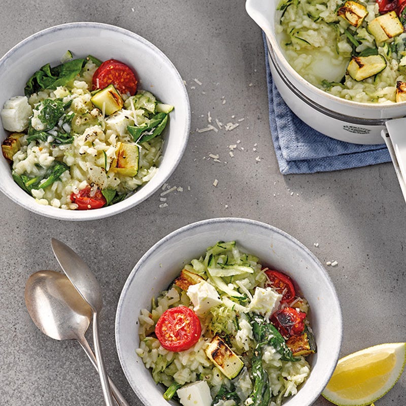 Zitroniges Zucchini-Schafskäse-Risotto