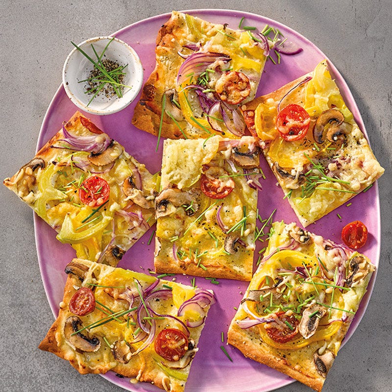 Bunte Flammkuchenhäppchen