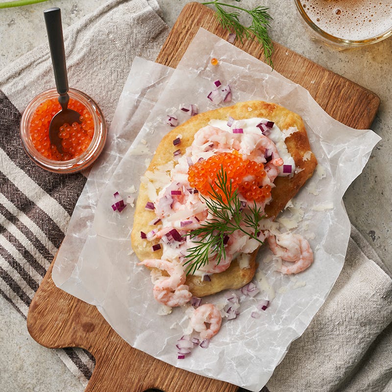 ViktVäktarna - Langos med räkor, laxrom och dill