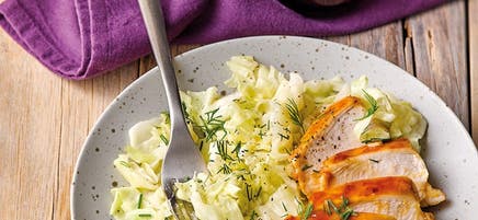 Aprikosenpoulet mit Spitzkohlgemüse / Aprikosenhähnchen mit Spitzkohlgemüse