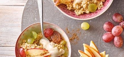 Couscous crémeux, fruits et purée d’amandes