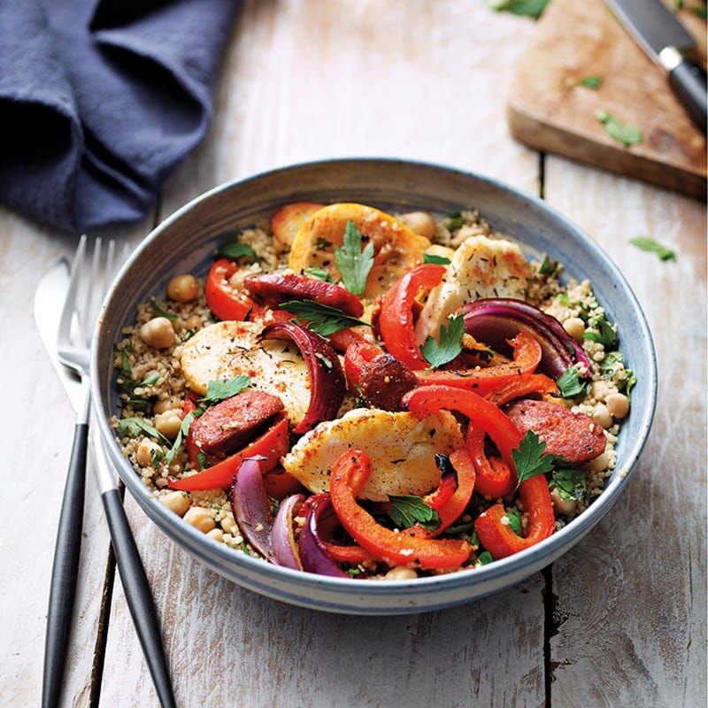 Gebackene Paprika mit Chorizo & Halloumi