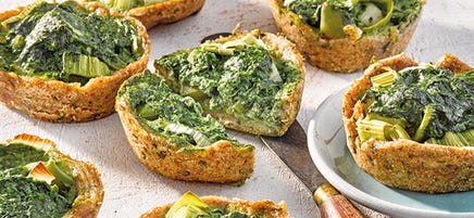 Muffins vegans aux épinards et au poireau
