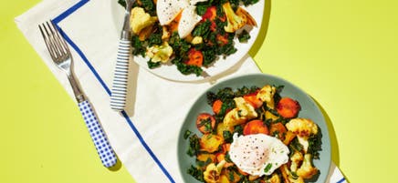 Vegetable Breakfast Hash with Poached Eggs