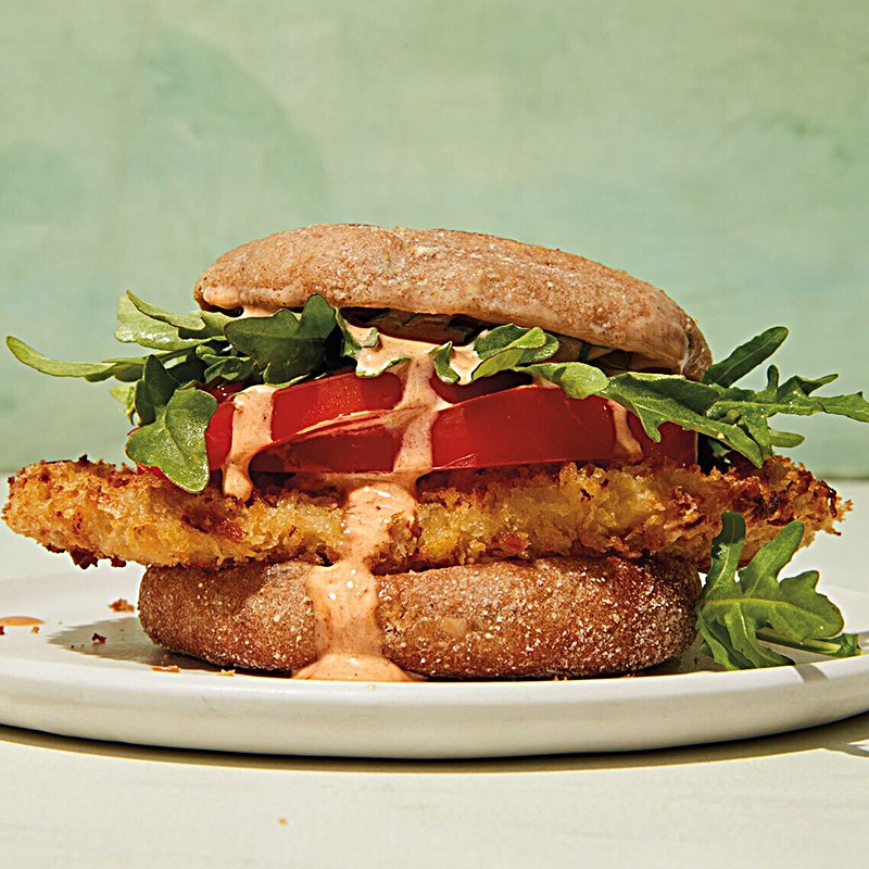 Crispy chicken sandwich with BBQ mayo