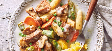 Spargelragout mit Schweinefilet