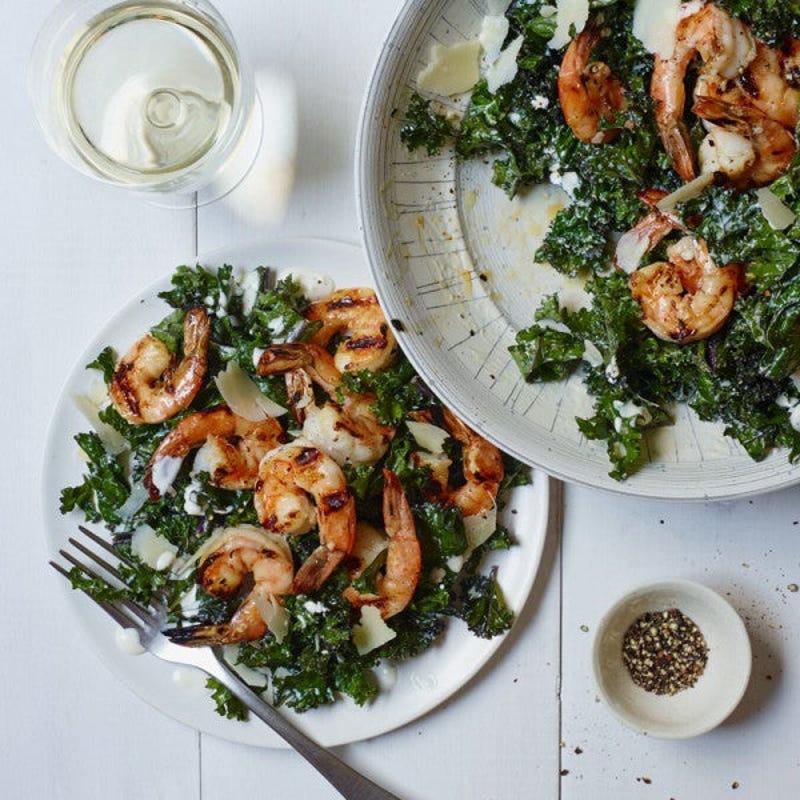 Photo of Kale Caesar salad with grilled shrimp by WW