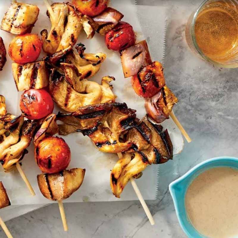 Photo of Oyster Mushroom & Veggie Skewers with Lemon-Tahini Drizzle by WW