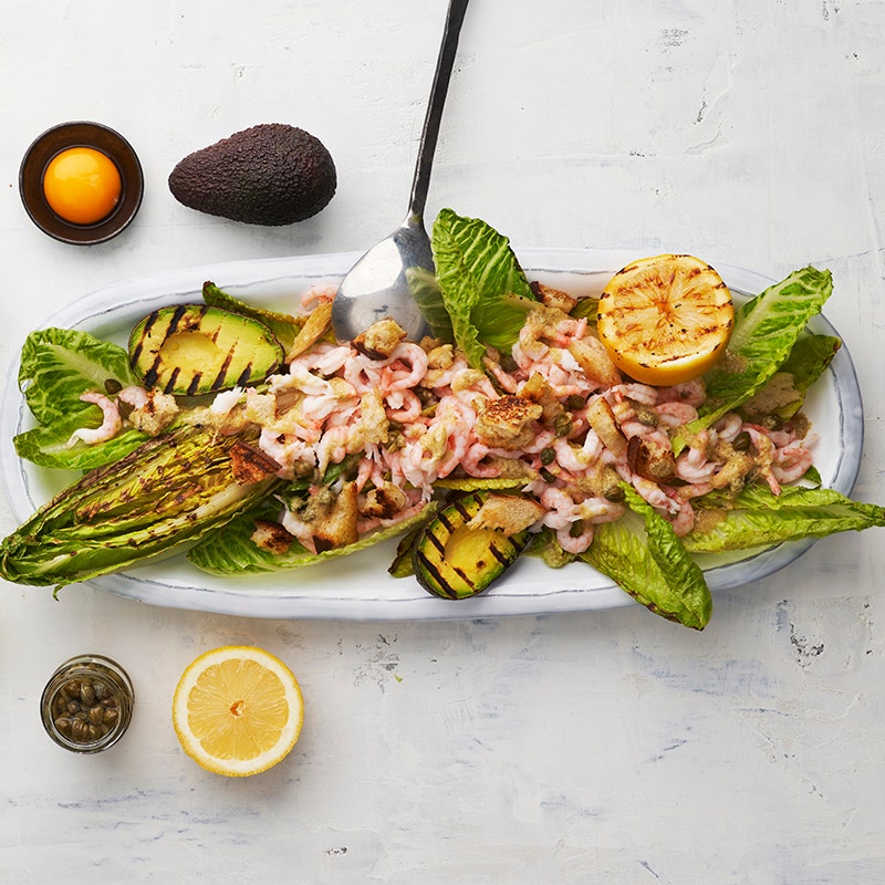 ViktVäktarna - Grillad caesarsallad med räkor och kapris
