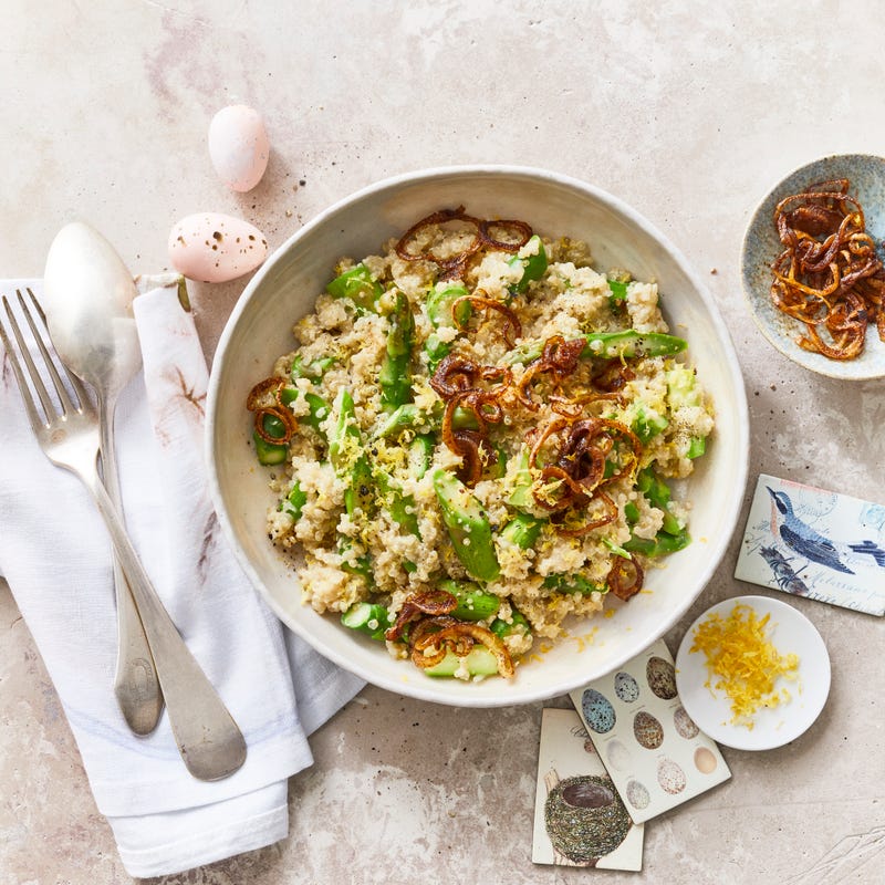 Quinoa-Zitronen-Risotto mit grünem Spargel