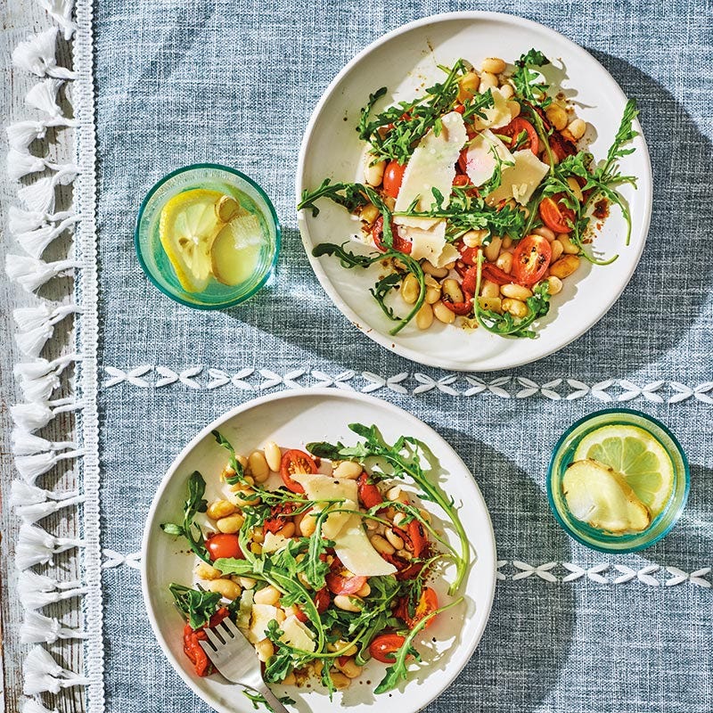 Bohnen-Rucola-Salat mit Röstpaprika