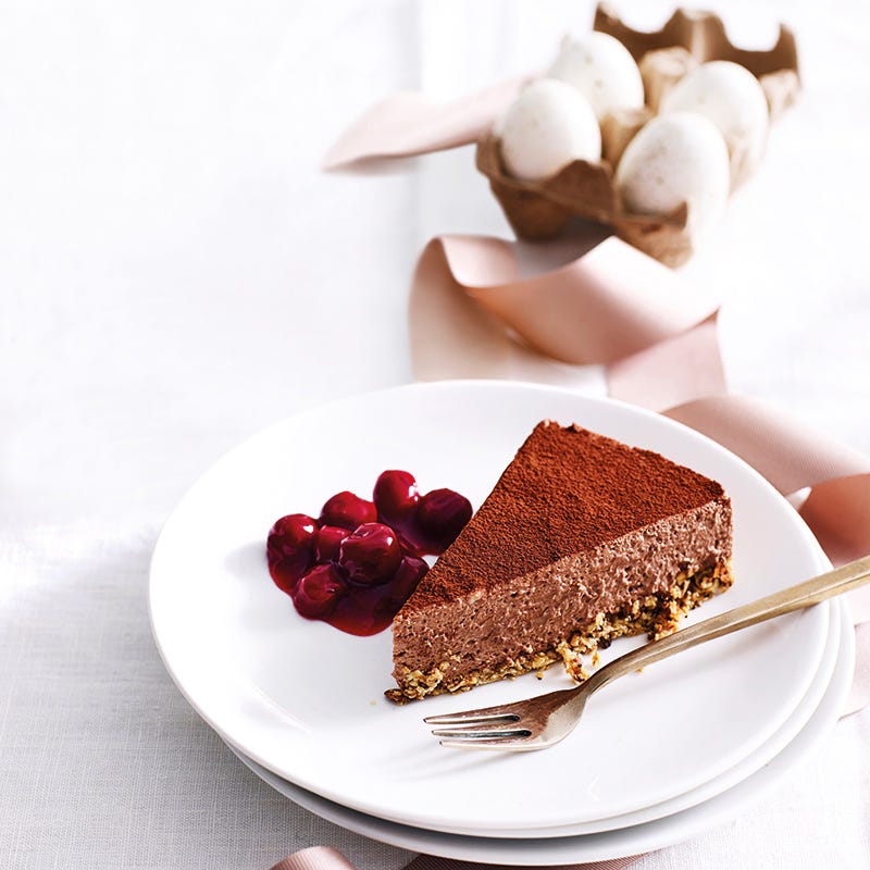 Schoko-Cheesecake mit Kirschsauce