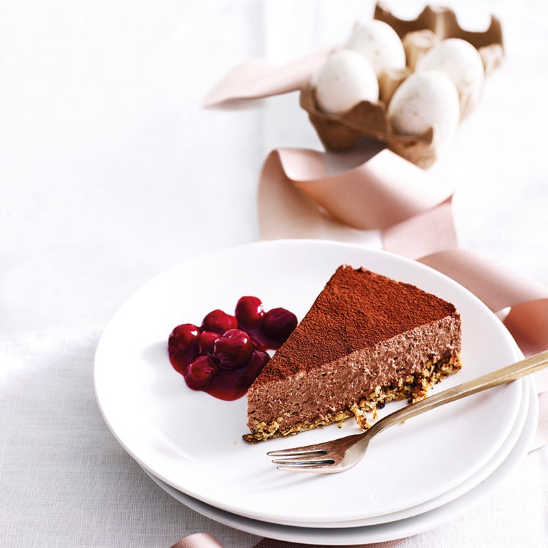 Schoko-Cheesecake mit Kirschsauce