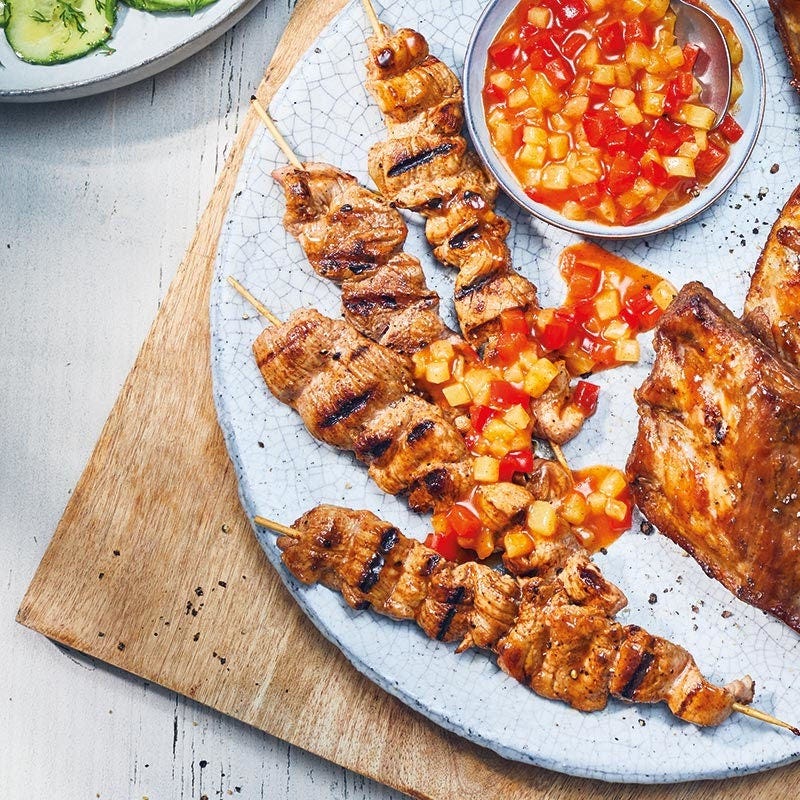 Schweinefiletspieße süß-sauer