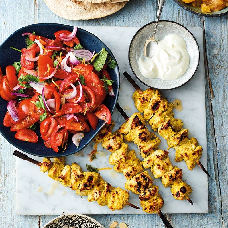 Tikka-Hähnchen-Spieße