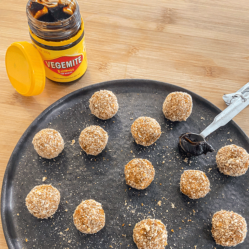 Cheese and vegemite bliss balls