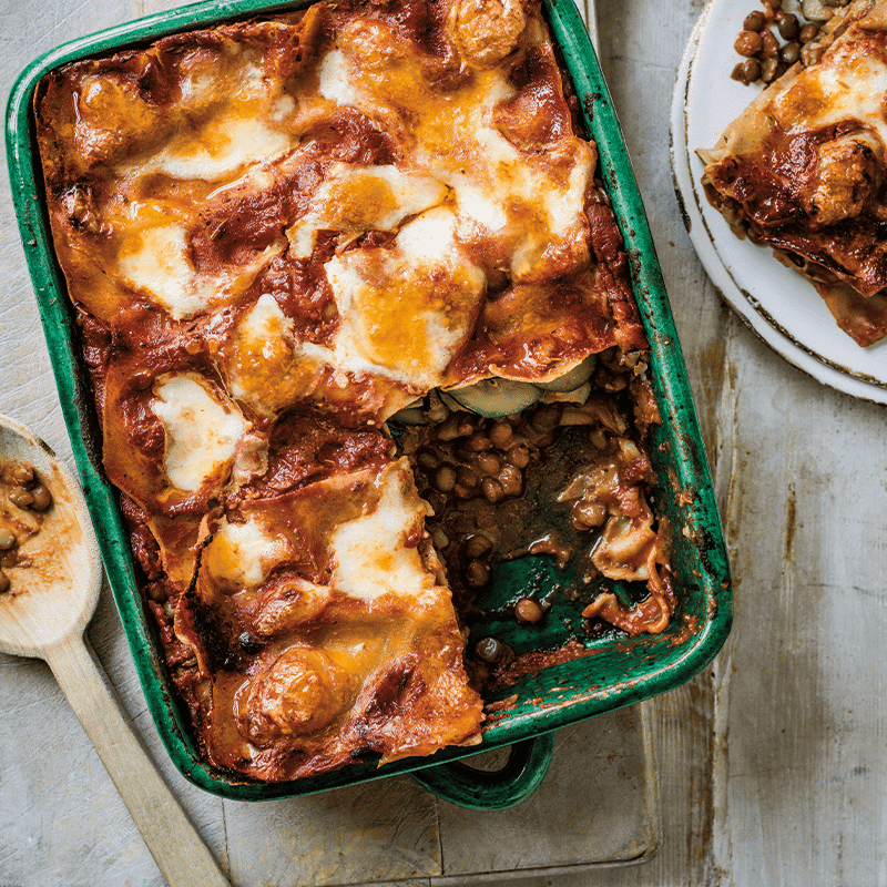 Zucchini and lentil lasagne