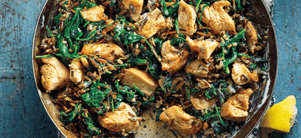 One-pan chicken and spinach rice