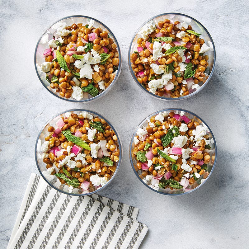 Foto van Linzensalade met munt en geitenkaas door WW
