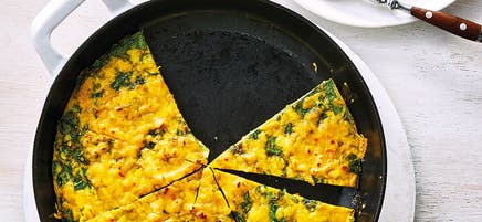 Frittata met spinazie en cheddar