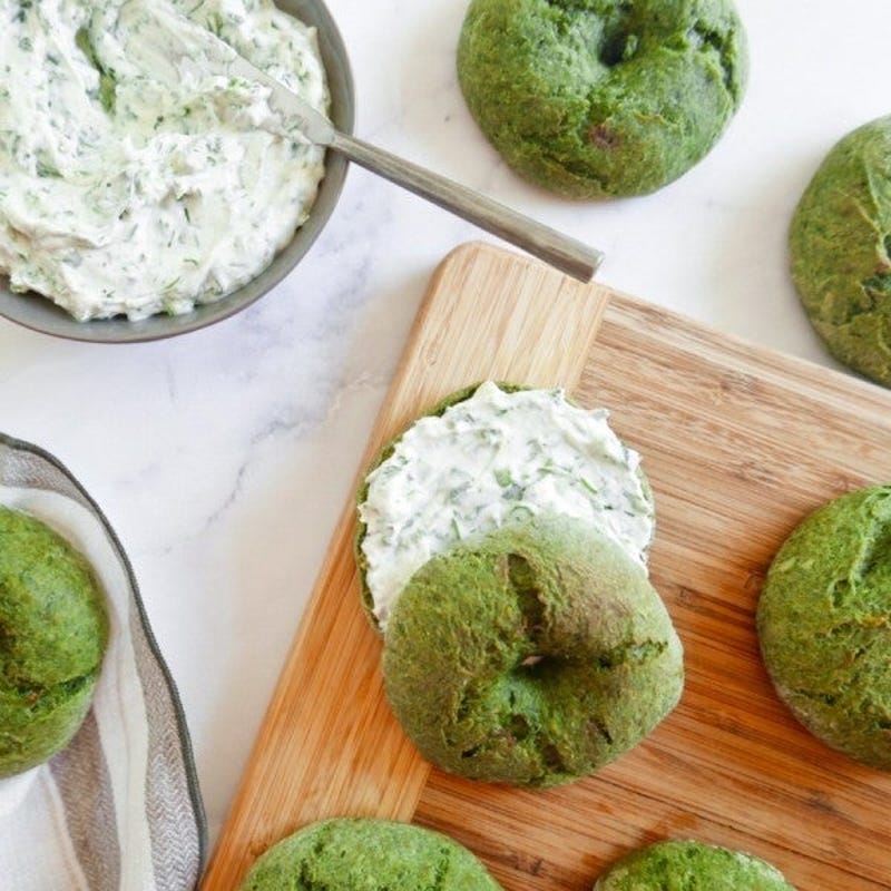 Photo of Spinach Bagels with Herbed Cream Cheese by WW