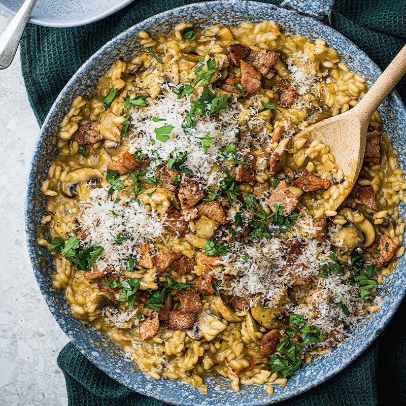 Bacon and mushroom risotto