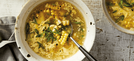 Chinese-inspired egg drop soup with corn