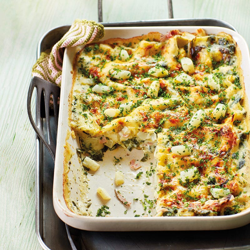 Spargellasagne mit Kochschinken