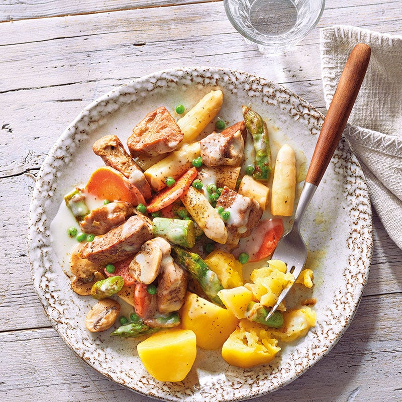 Spargelragout mit Schweinefilet