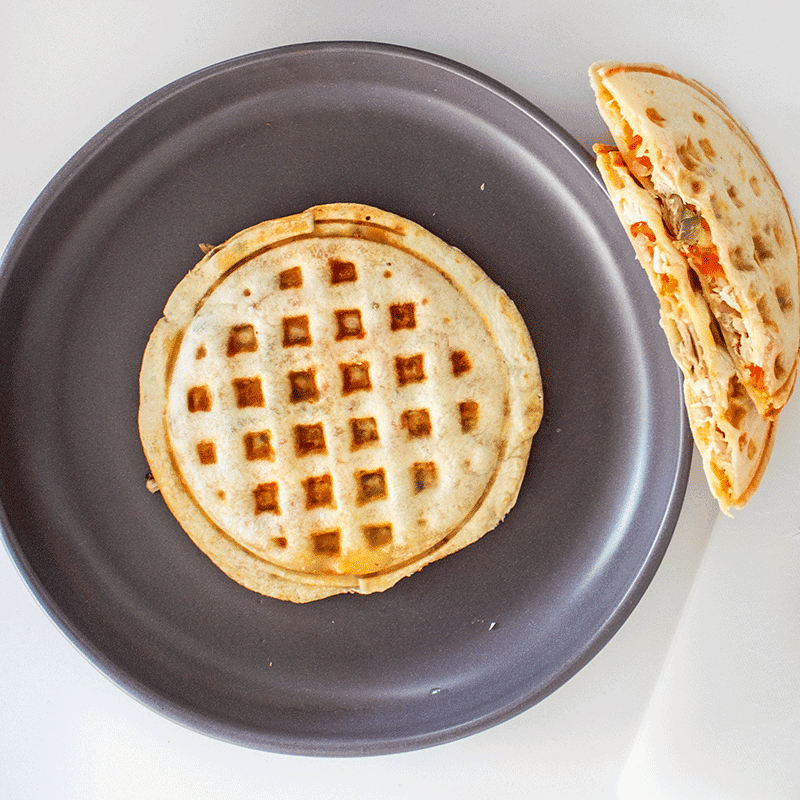 Waffle maker chicken quesadillas