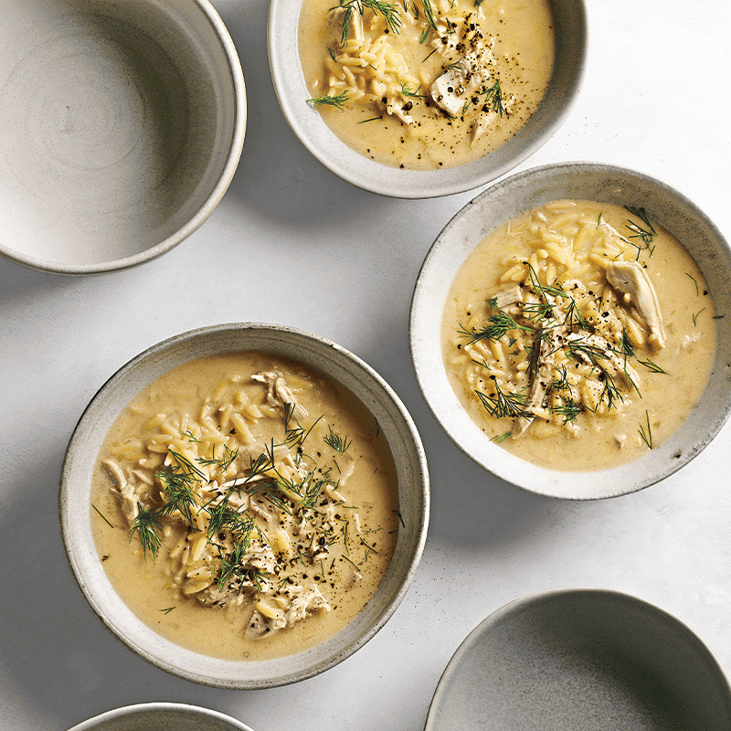Greek chicken avgolemono soup