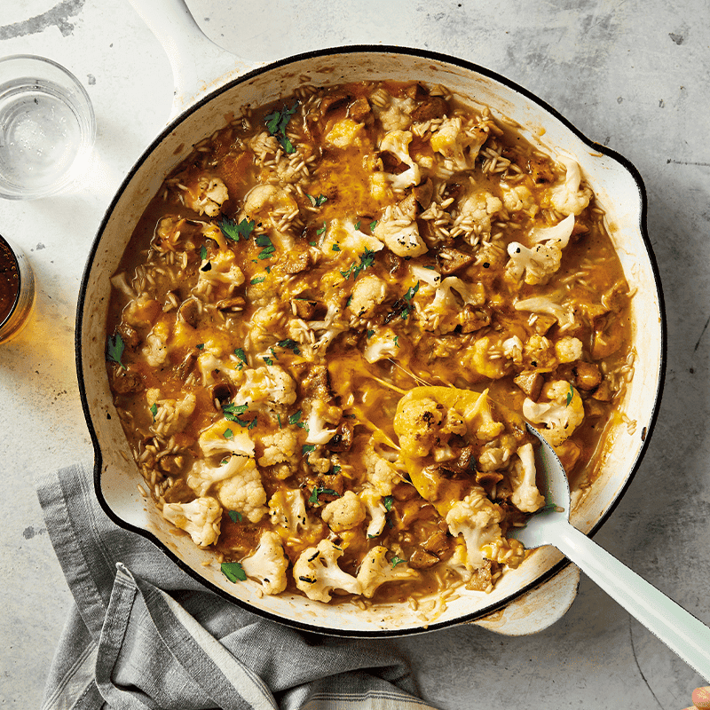 Cheesy sausage, rice and cauliflower casserole