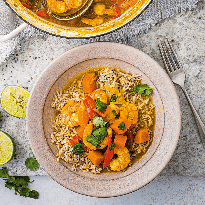 Caribbean prawn curry
