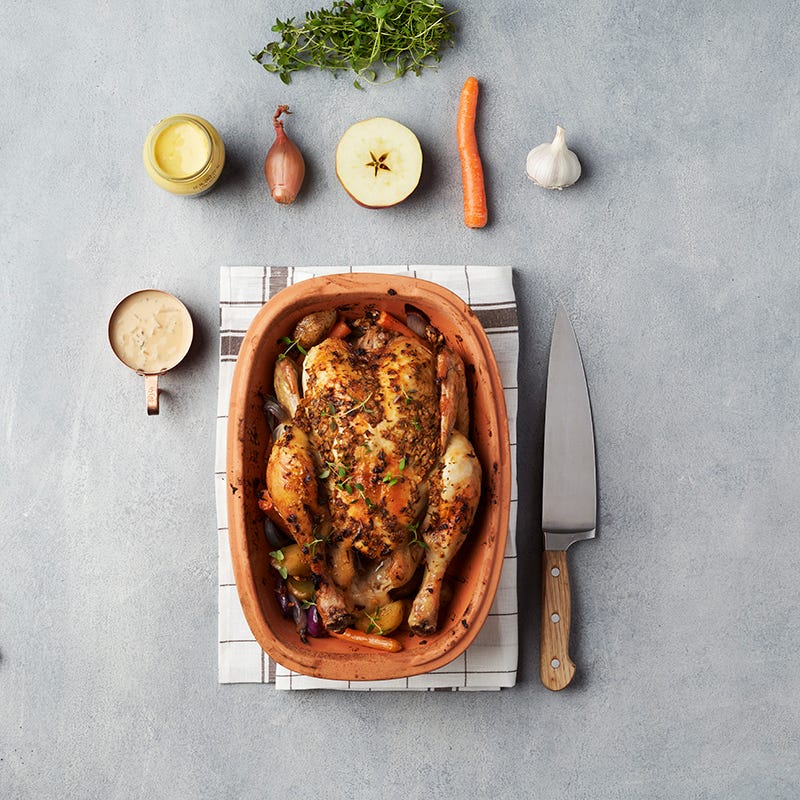 ViktVäktarna - Kyckling i lergryta med rotfrukter och äppelsås
