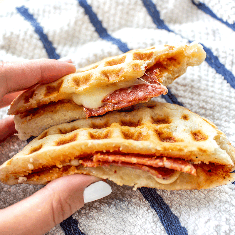 Waffle maker pizza pockets