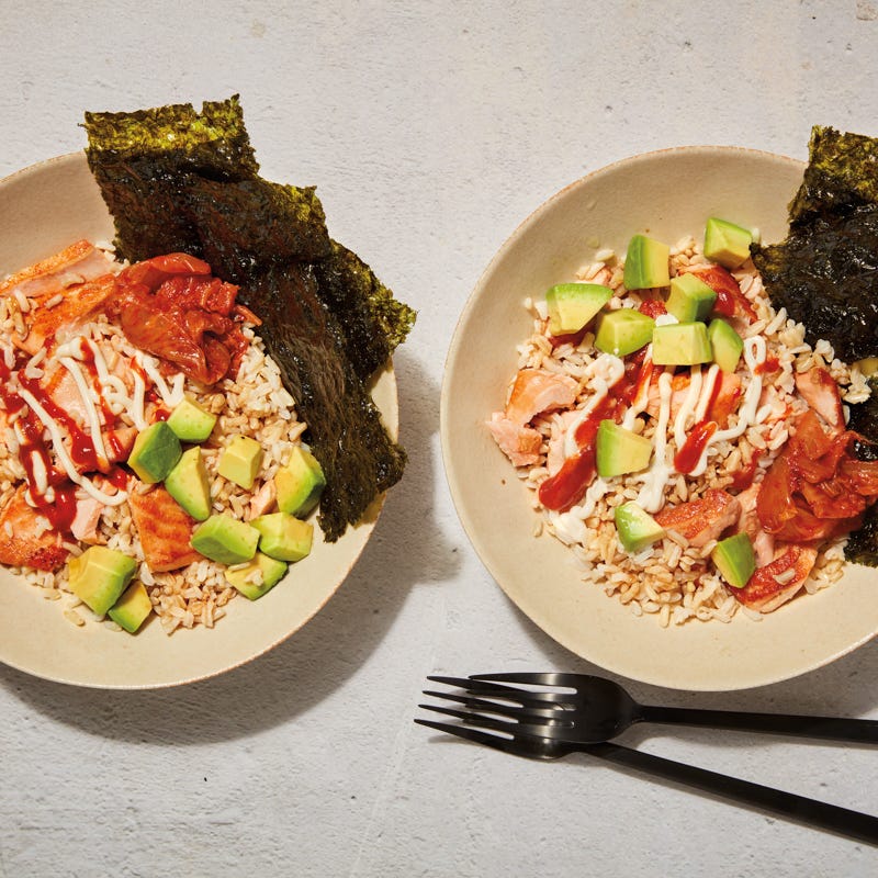Salmon & avocado rice bowl