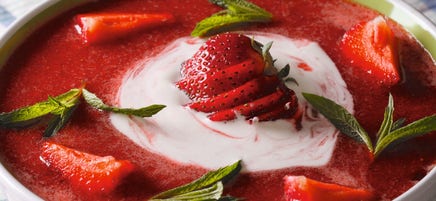 Aardbeiensoep met munt