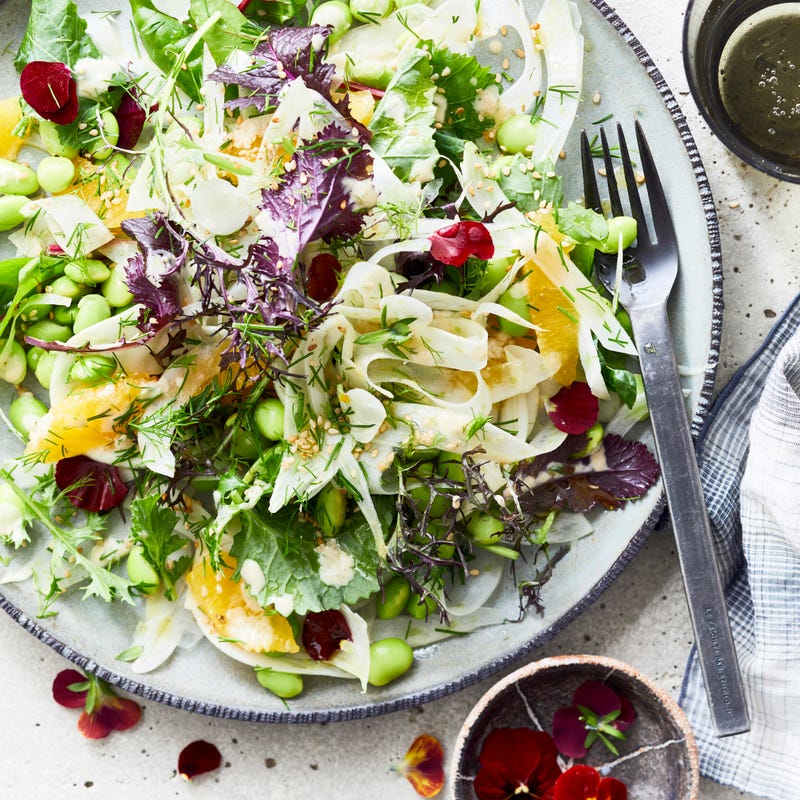 Edamame-Salat mit Fenchel und Orange