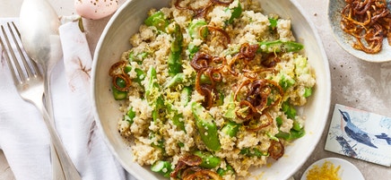 Risotto de quinoa au citron et asperges vertes