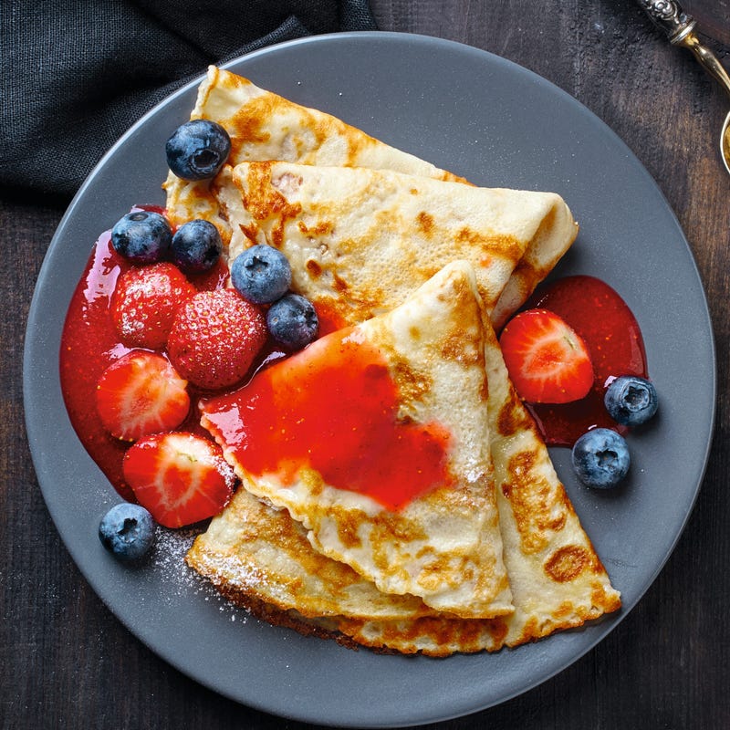 Foto van Pannenkoekjes met Griekse yoghurt en bessen door WW