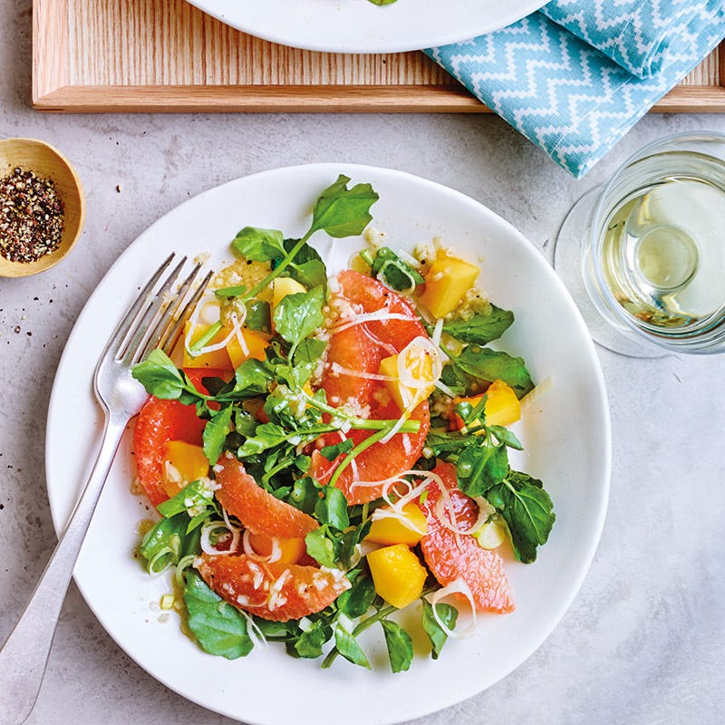 Brunnenkresse-Salat mit Grapefruit und Papaya