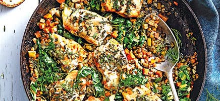 Geschmortes Poulet mit Linsen / Schmorhähnchen mit Linsen