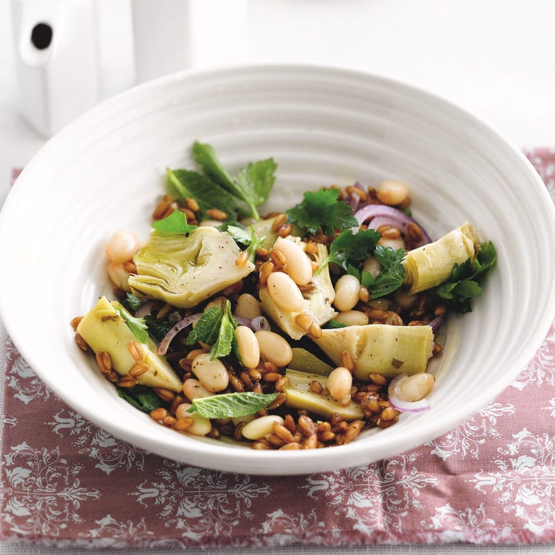 Foto van Speltsalade met witte bonen en artisjokharten door WW